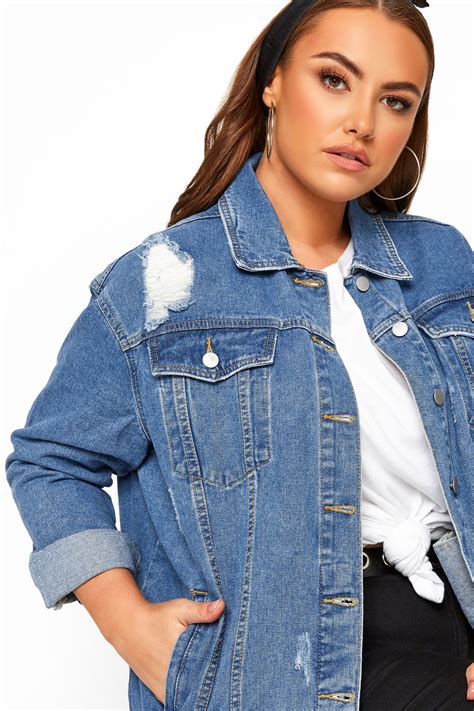 oversized denim jacket distressed.